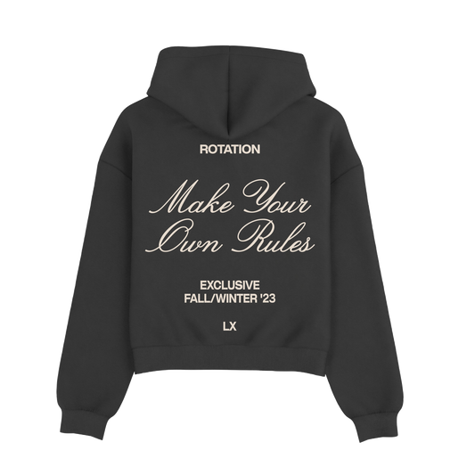 Make Your Own Rules Zip-Up Hoodie Faded Black